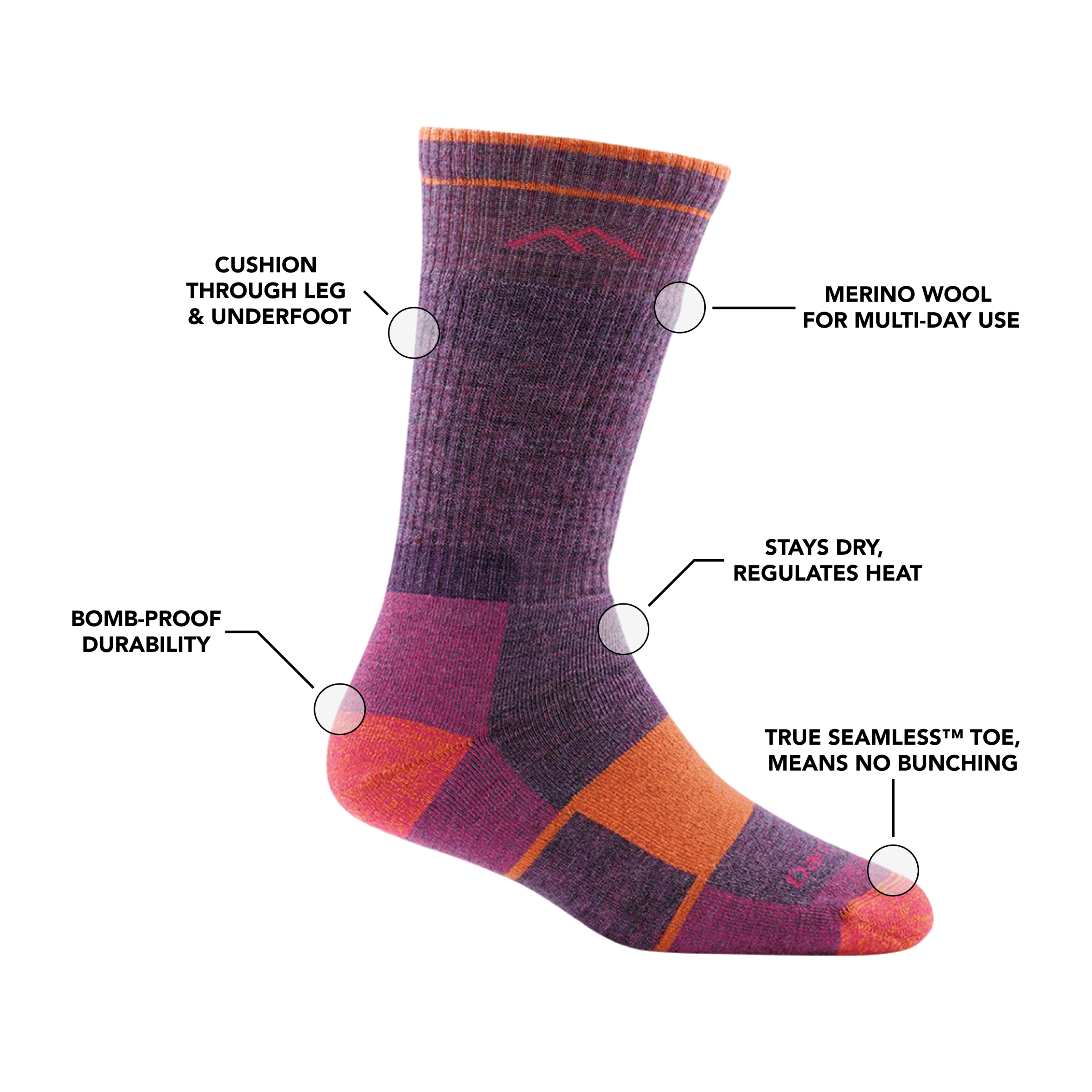 Women's Hiker Boot Full Cushion Midweight Hiking Socks - Image 8
